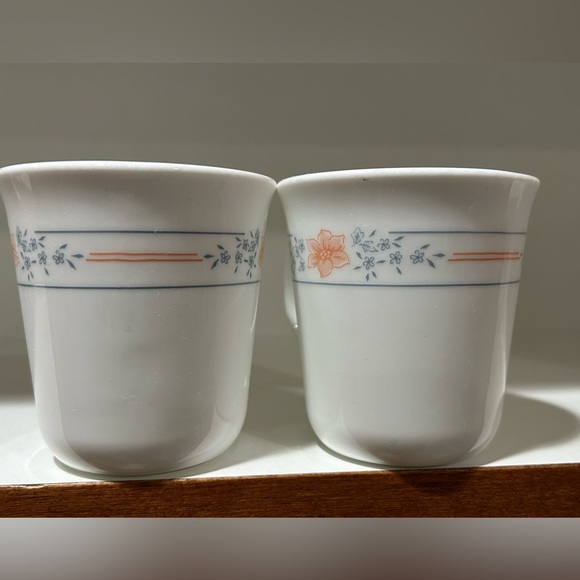 Corelle Apricot Grove Floral Design 2 Glass Coffee Cups Mug Discontinued USA - Picture 2 of 5